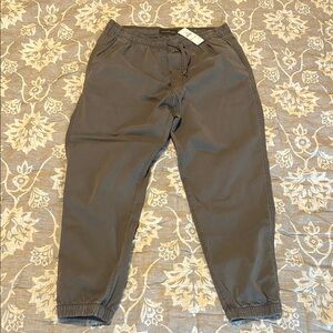 NWT American Eagle Outfitters Gray Twill Joggers with Elastic Cuffs